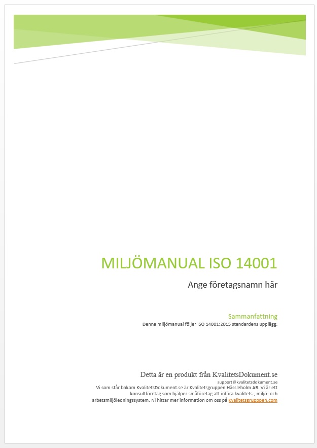 Miljöledningssystem ISO 14001:2015