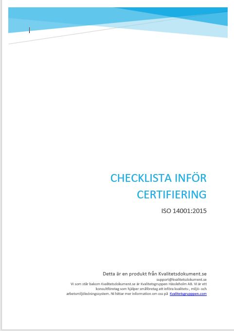 Checklista inför certifiering av ISO 14001:2015