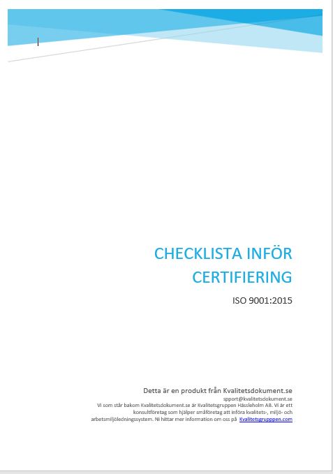 Checklista inför certifiering av ISO 9001:2015